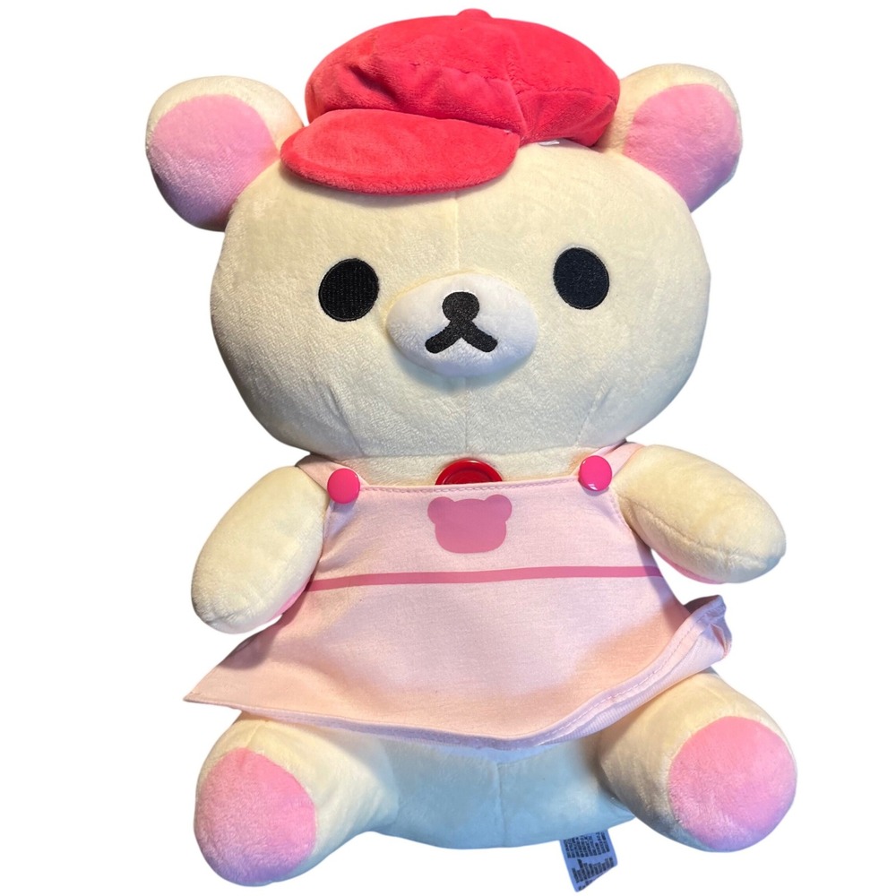Korilakkuma San-X Plush Cream Bear Pink Dress Red Hat Kawaii Stuffed Animal Toy